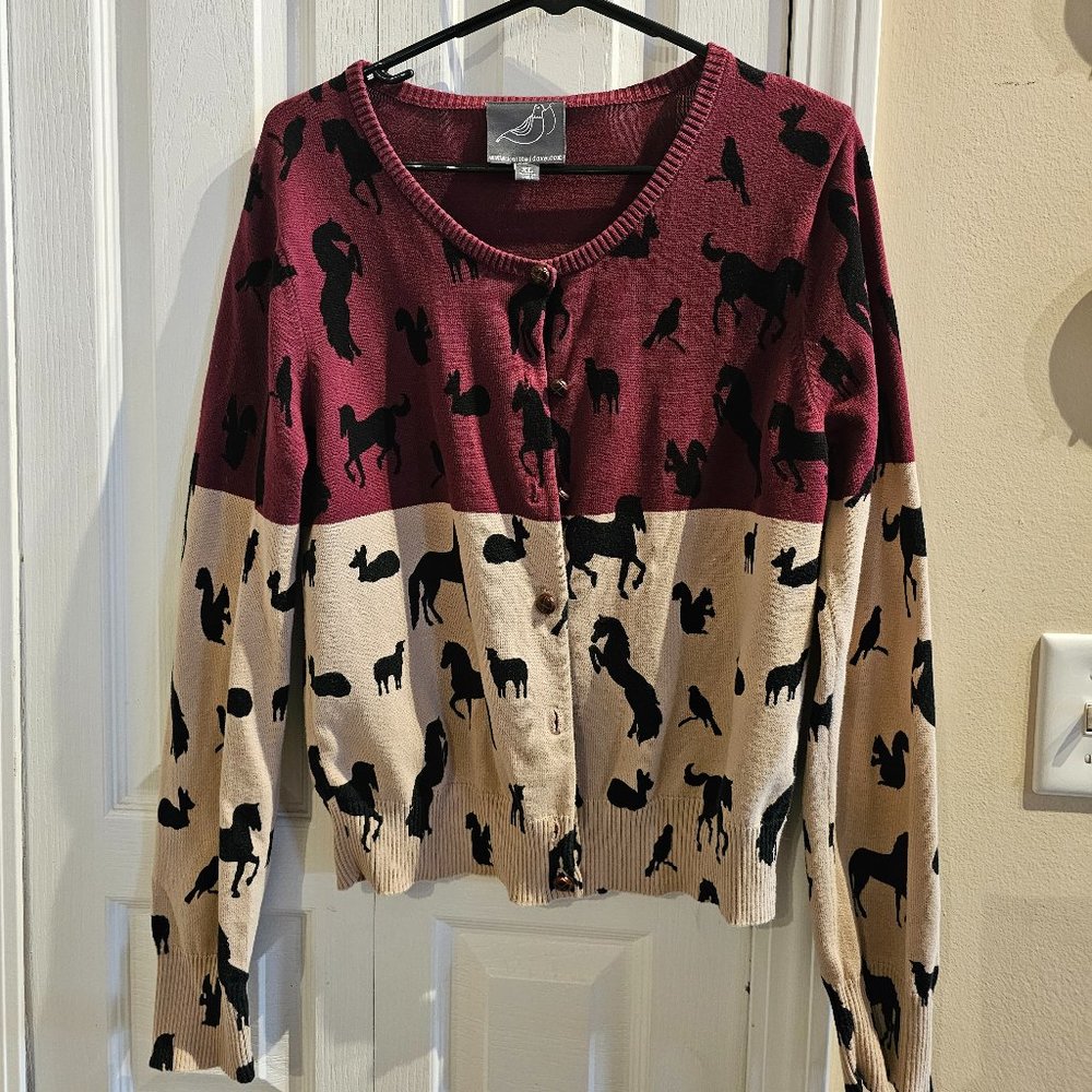 Knitted Dove Youth? Cute Animal Cardigan Size XL (Fits like an Adult M)